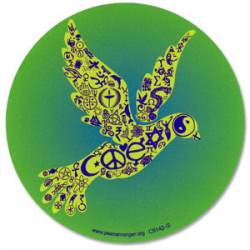 Coexist Peace Dove Interfaith - Green Round Sticker