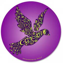 Coexist Peace Dove Interfaith - Purple Round Sticker