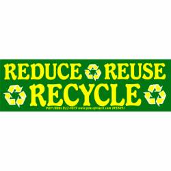 Reduce Reuse Recycle Green & Yellow - Bumper Sticker