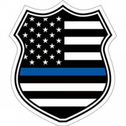 Thin Blue Line American Flag Shield - Sticker