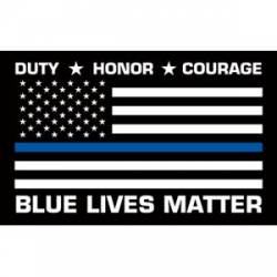 Thin Blue Line Duty Honor Courage Blue Lives Matter Flag - Sticker