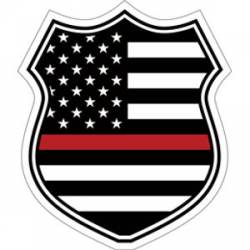 Thin Red Line American Flag Shield - Sticker
