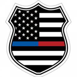 Thin Blue Red Line American Flag Shield - Sticker