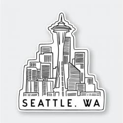 Seattle Washington Skyline View - Vinyl Sticker