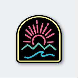 Neon Sun Mountain & Wave - Vinyl Sticker