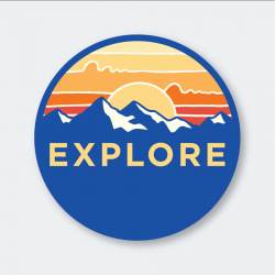 Explore Sunset & Mountains - Vinyl Sticker