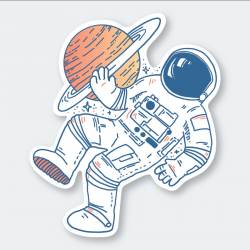 Astronaut & Planet - Vinyl Sticker