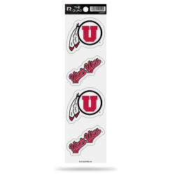 University Of Utah Utes Script Logo - Set Of 4 Quad Sticker Sheet