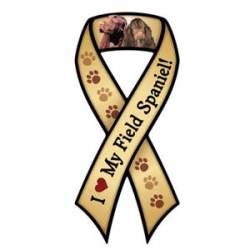 I Love My Field Spaniel With Pawprints - Ribbon Magnet