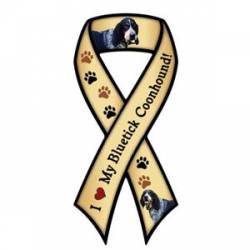 I Love My Bluestick Coonhound With Black & Tan Pawprints - Ribbon Magnet
