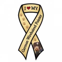 I Love My German Wirehaired Pointer - Ribbon Magnet