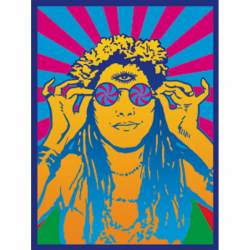 60's Retro Psychedelic Hippy Chick - Vinyl Sticker