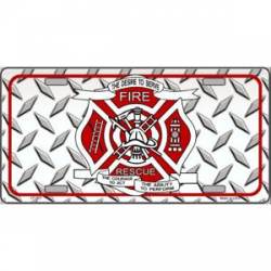 Fire Rescue Diamond Plate - License Plate