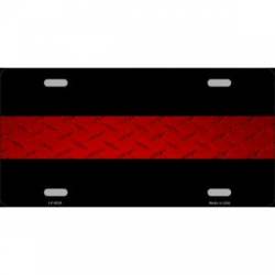 Thin Red Line Diamond Plate - License Plate