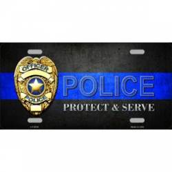 Thin Blue Line Police Protect & Serve Badge - License Plate