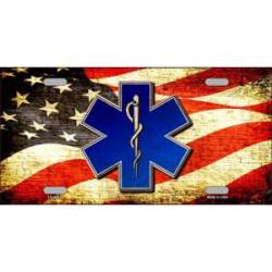 EMT Star Of Life & American Flag - License Plate