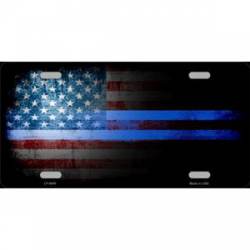 Police American Flag Blue Tint - License Plate
