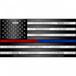 Thin Red Blue Line American Flag - License Plate
