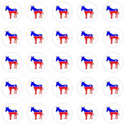 Democrat Donkey - Sheet of 25 Round 1" Stickers