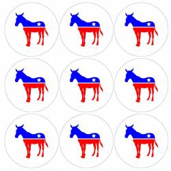 Democrat Donkey - Sheet of 9 Round 2" Stickers