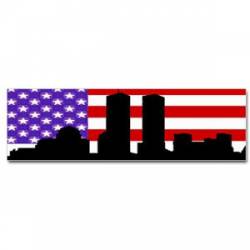 New York Skyline American Flag - Bumper Sticker