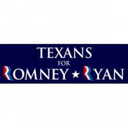 Texans For Romney Ryan - Bumper Sticker