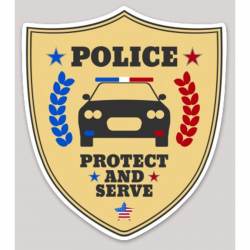 Police Protect And Service Shield - Vinyl Sticker