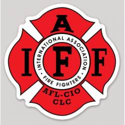 Red & Black Maltese Cross IAFF International Association Firefighters - Vinyl Sticker