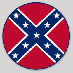 Confederate Rebel Flag - Round Circle Vinyl Sticker