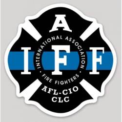 Thin Blue Line Black IAFF International Association Firefighters - Vinyl Sticker