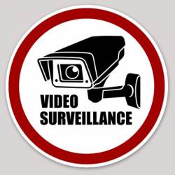 Video Surveillance Red Circle - Vinyl Sticker