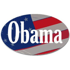 Barack Obama American Flag Oval Sticker