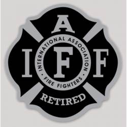 IAFF Gray & Black Retired Firefighter Maltese Cross - Bumper Sticker