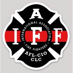 Thin Red Line Black IAFF International Association Firefighters  - Bumper Sticker