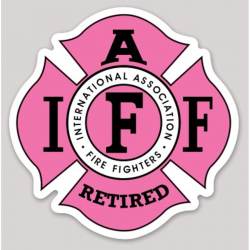 IAFF Pink Retired Firefighter Maltese Cross - Bumper Sticker