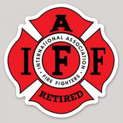 IAFF Red & Black Retired Firefighter Maltese Cross - Bumper Sticker