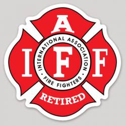 IAFF Red & White Retired Firefighter Maltese Cross - Bumper Sticker
