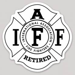 IAFF White & Black Retired Firefighter Maltese Cross - Bumper Sticker