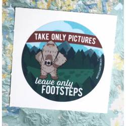 Sasquatch Take Only Pictures Leave Only Footsteps 3" - Vinyl Sticker