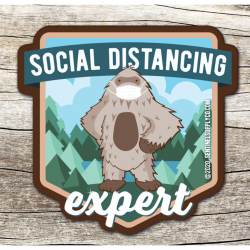 Social Distancing Expert Bigfoot 3" - Vinyl Sticker