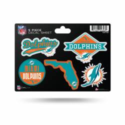 Miami Dolphins - 5 Piece Sticker Sheet