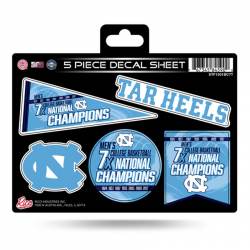 University Of North Carolina Tar Heels 7 Time College Basketball Champions - 5 Piece Sticker Sheet