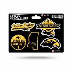 University Of Southern Mississippi Golden Eagles - 5 Piece Sticker Sheet