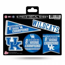 University Of Kentucky Wildcats 8 Time College Basketball Champions - 5 Piece Sticker Sheet