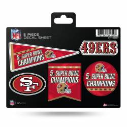 San Francisco 49ers 5 Time Super Bowl Champions - 5 Piece Sticker Sheet