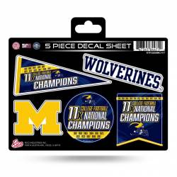 Michigan Wolverines 11 Time College Football Champs - 5 Piece Sticker Sheet