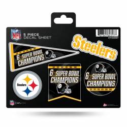 Pittsburgh Steelers 6 Time Super Bowl Champions - 5 Piece Sticker Sheet
