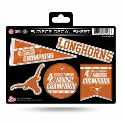 Texas Longhorns 4 Time College Football Champs - 5 Piece Sticker Sheet