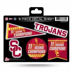 Southern California USC Trojans 11 Time College Football Champs - 5 Piece Sticker Sheet