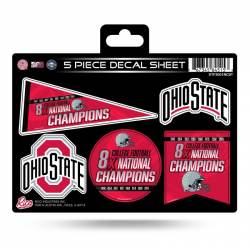 Ohio State Buckeyes 8 Time College Football Champs - 5 Piece Sticker Sheet
